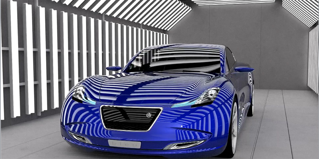 visualization Dassault Bleu Car 3DEXPERIENCE light room